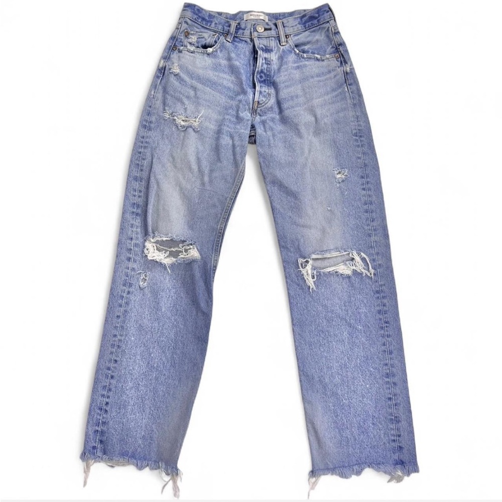 Moussy High-Rise Straight Leg Howa Distressed Button Fly Blue Jeans Women’s 27